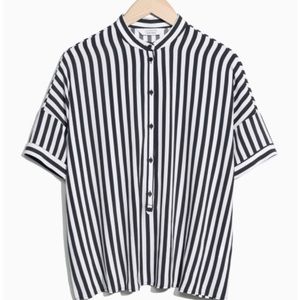 & Other Stories oversized striped buttoned top